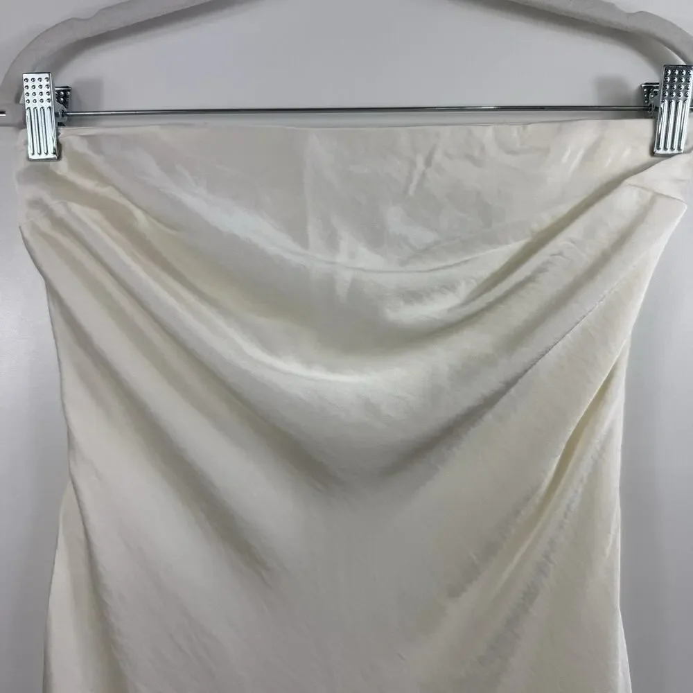 NWT Abercrombie & Fitch Satin Maxi Slip Dress Small Ivory Detachable Straps